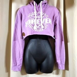 Pop Surf Daytona Beach Cropped‎ Sweatshirt Small Lavender Purple Summer Sporty